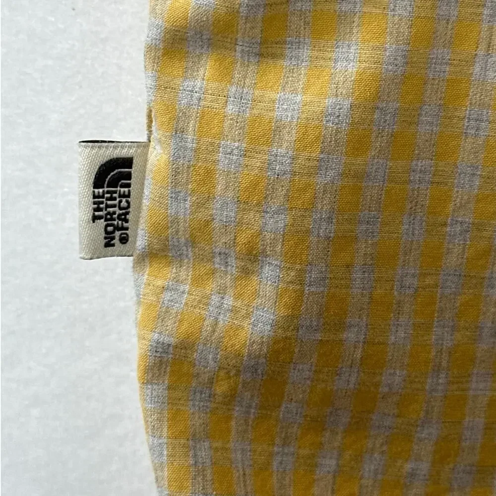 The North Face A3G4C Button Up Shirt XL Yellow Gray Check Cotton Short Sleeve XL